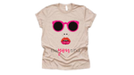 Short sleeve t-shirt with sunglasses and lips with BeYOUtiful quote