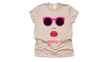Short sleeve t-shirt with sunglasses and lips with BeYOUtiful quote