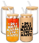 Do what makes you Happy bamboo lid beer glass