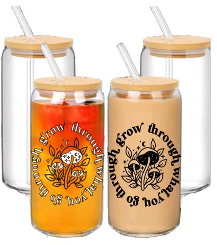 Grow though bamboo lid beer glass
