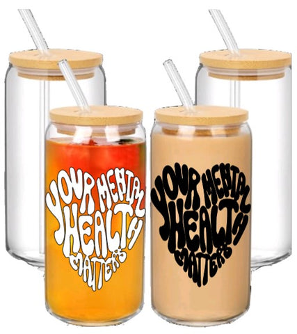 Your mental health bamboo lid beer glass