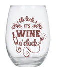Shimmery wine o clock stemless wine glass