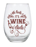 Shimmery wine o clock stemless wine glass