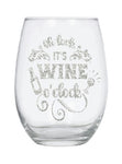 Shimmery silver wine glass with funny wine quote