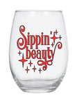 "Sippin Beauty" funny Sleeping Beauty wine glass