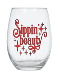"Sippin Beauty" funny Sleeping Beauty wine glass